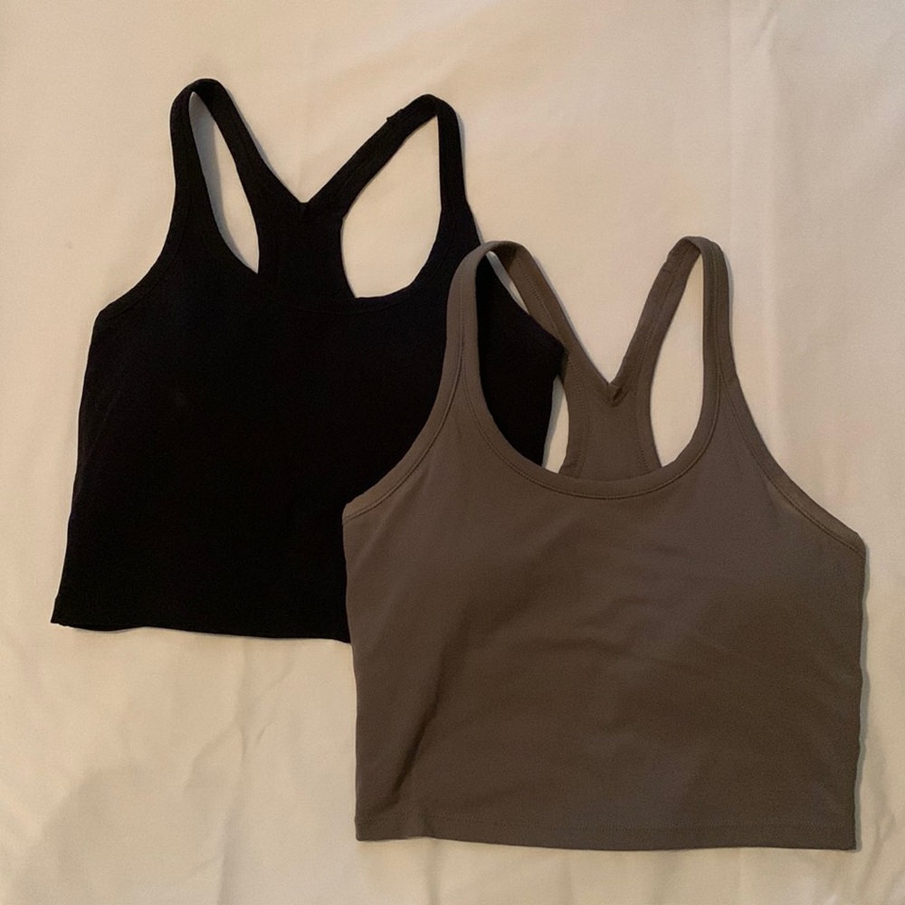 Olive Green & Black Cropped Sports Bra Tops (2)